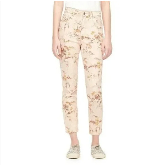 NWOT La Vie Rebecca Taylor Belle Ines Floral Frappe Skinny Jeans 28 High Waist - Picture 1 of 6